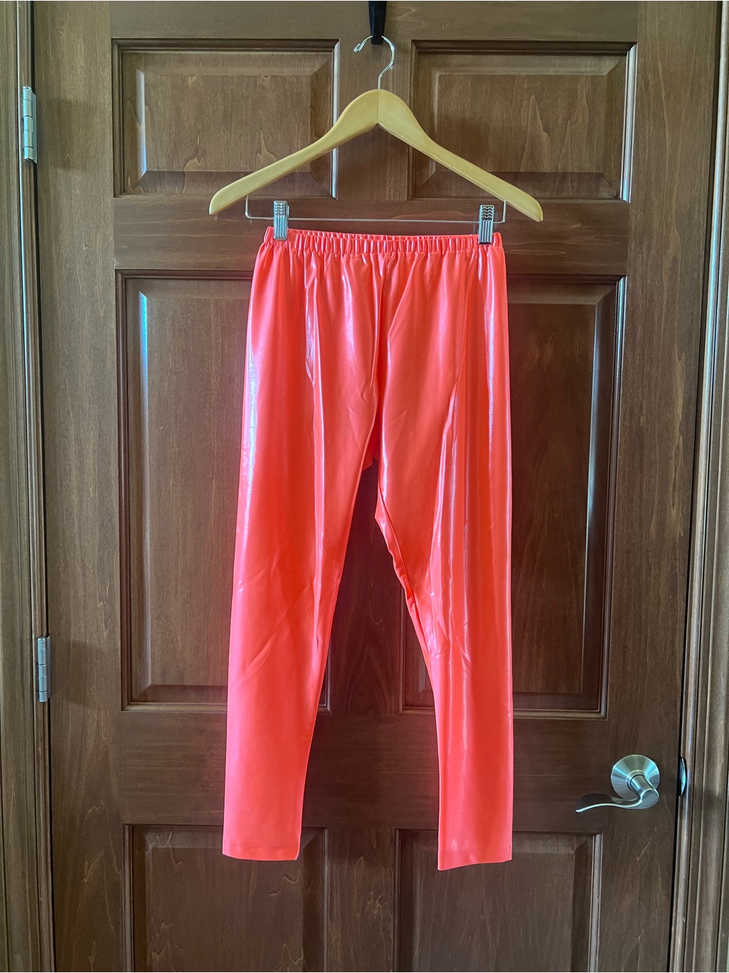 Junya Watanabe Leggings Coated Nylon Pants Neon Orange Coral Size M